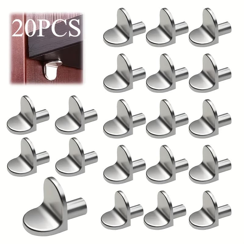 TEMU 20pcs Of Sturdy Metal Shelf Support Pegs - Cabinet Shelf Brackets Suitable For Kitchens, Wardrobes, Closets, Bookshelf Partitions, And Laminated Plate Brackets - Shelving Hardware Anchors