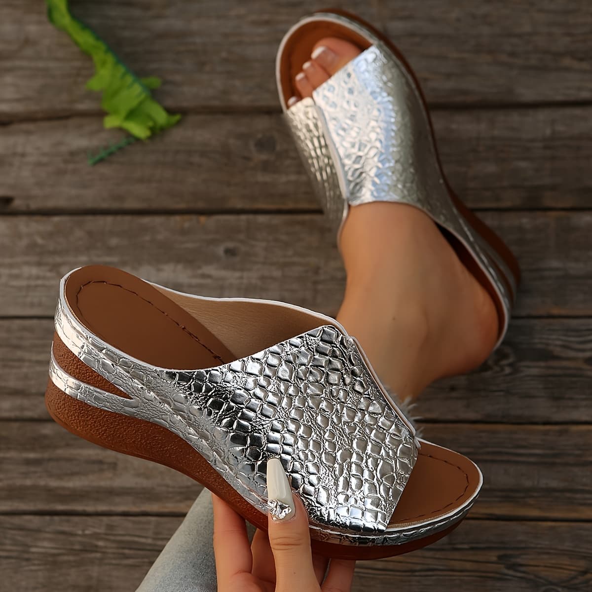 TEMU Slope Heel Sandals Summer New Women's Cool Slippers Women's Plus Size Slope Heel Fish Mouth Straight Drag Casual Shoes, Women Shoes