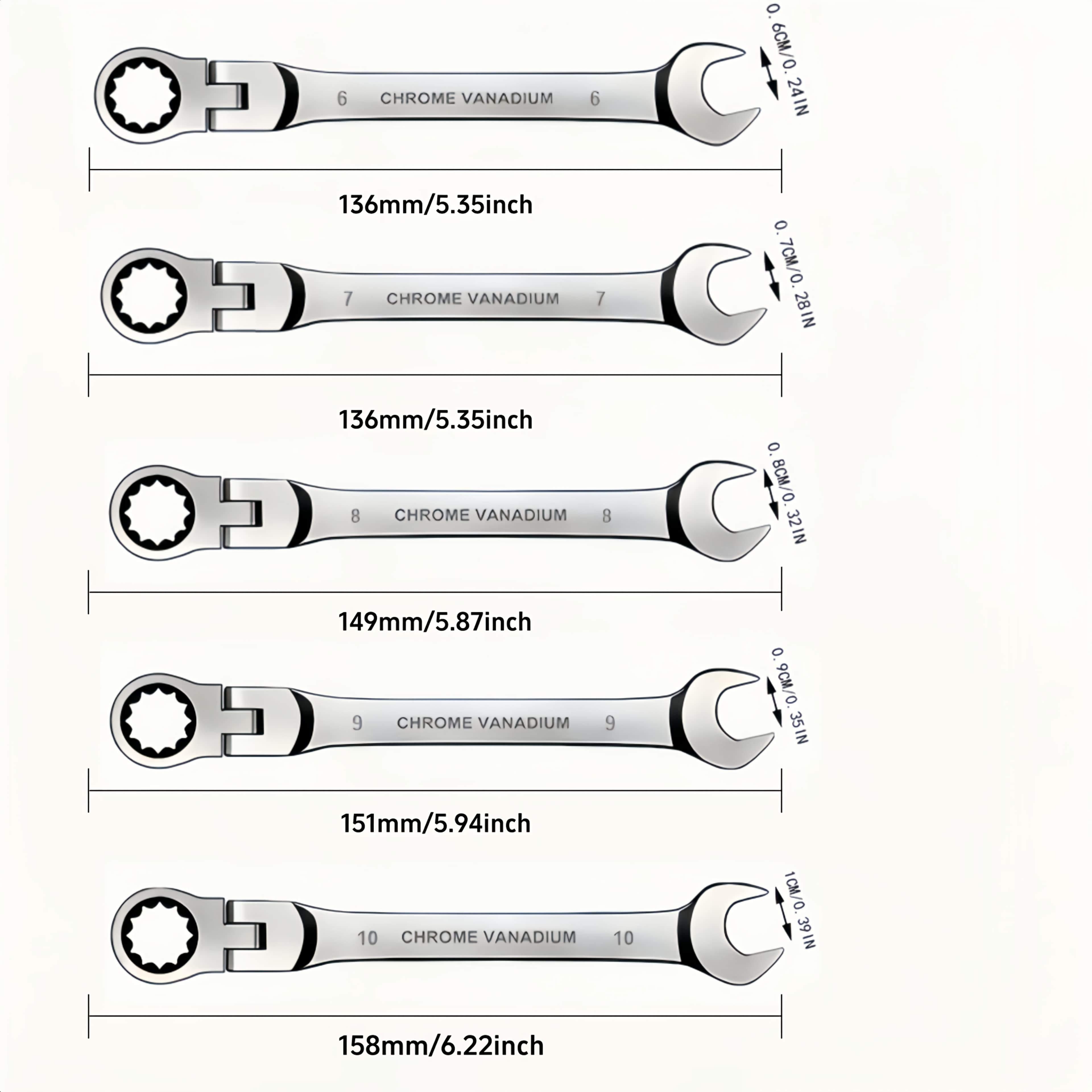 TEMU 5pcs Adjustable Ratchet Wrench Set, Set, , Multi-functional, Metal Material, Suitable For Car, Diy, , Two- Wrench.