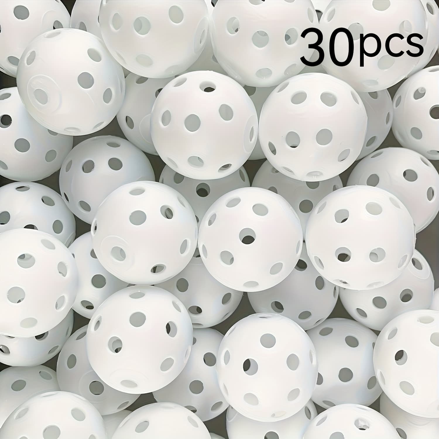 TEMU 30pcs Durable White Plastic Golf Balls - High Visibility, Easy Clean For Indoor And Outdoor Practice