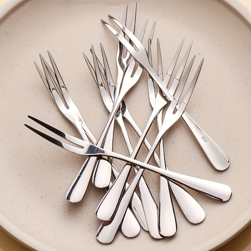 TEMU Set Of 20 Stainless Steel Dessert Forks - Elegant Mini Fruit Forks, Tasting And Salad Forks, Durable Small Utensils For Home And Kitchen Use