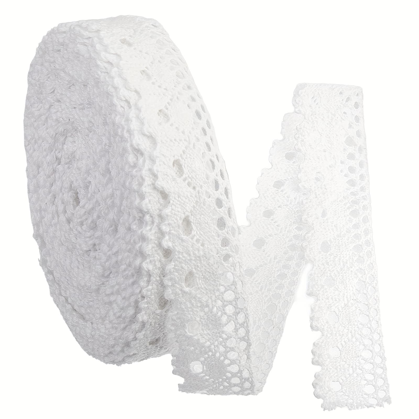 TEMU Idongcai White Scalloped Lace Trim, 0.9 Inches Wide, 20 Yards Long - Lace Ribbon For Sewing, Crafting, Scrapbooking, Gift Wrapping, And Home Fabric Decor