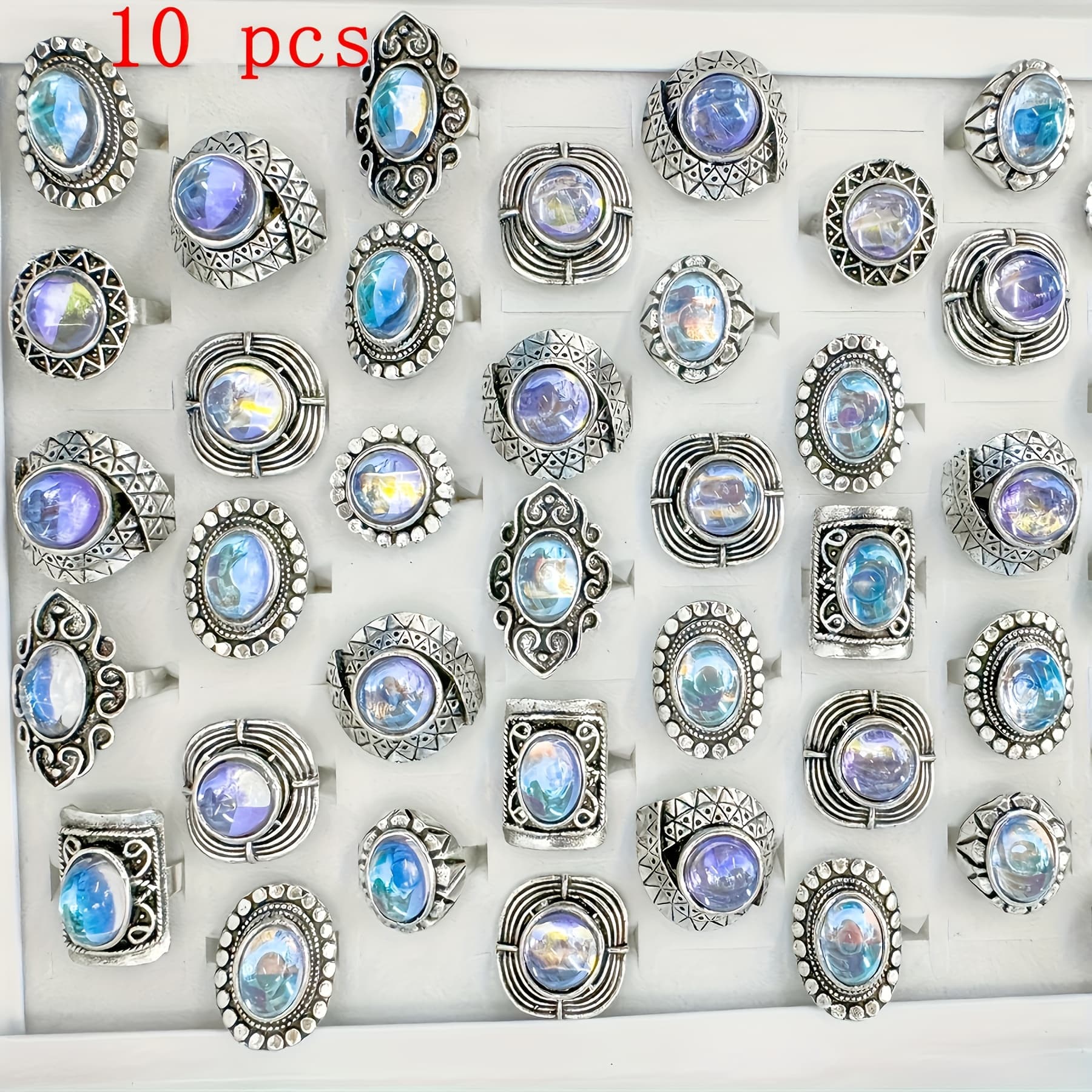 TEMU 10/50/100pcs Luxury Shiny Ring, Style Random Vintage Open Adjustable Rings For Men Women, Exquisite Jewelry Accessory For Daily Wear Banquet Party Holiday Birthday Anniversary Gift Ear Ornaments