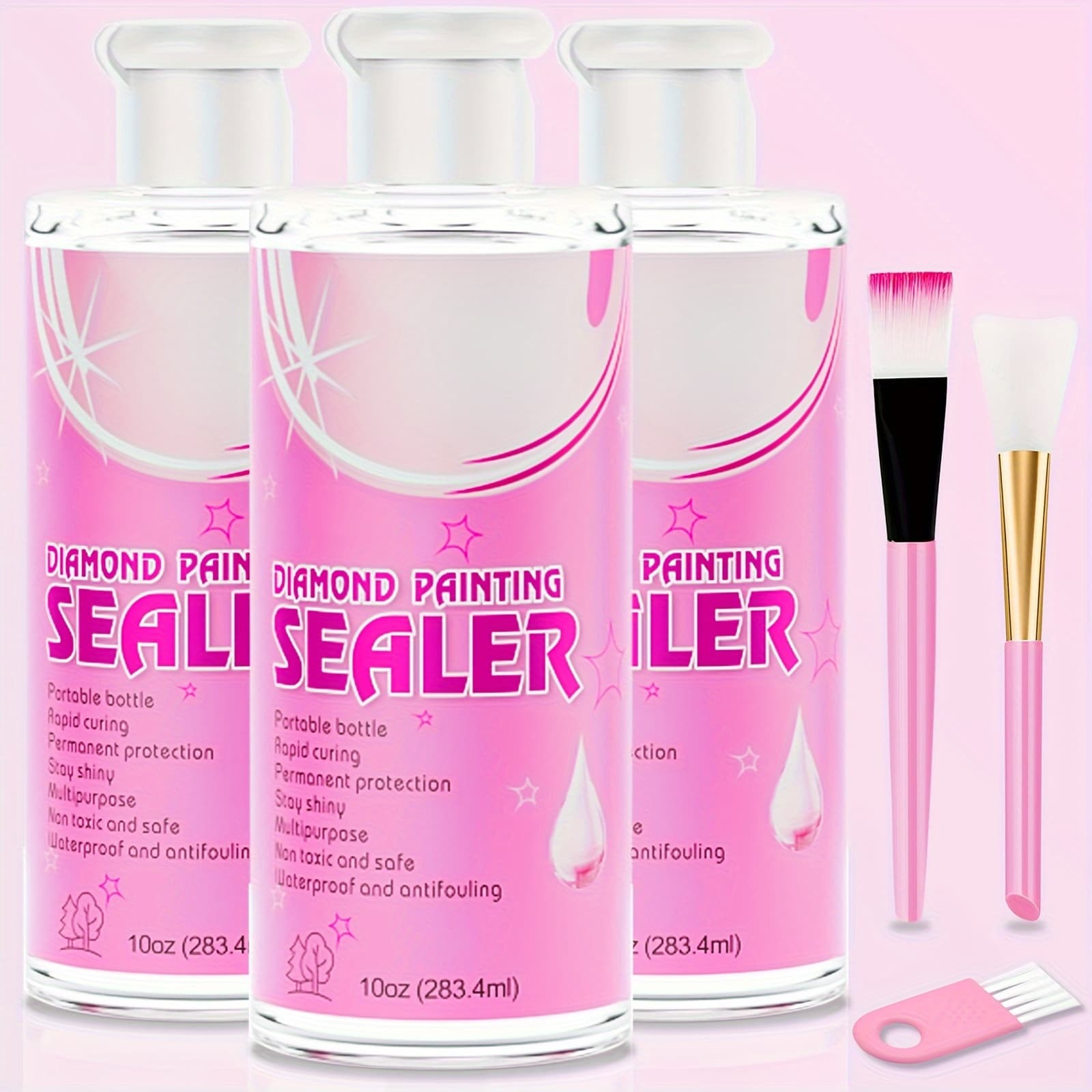 TEMU 30oz/14oz Diamond Painting Sealant Kit With Brush Tool, Sealant Puzzle Gel Diamond Painting Accessories And Tools, Adult Diamond Painting Kit