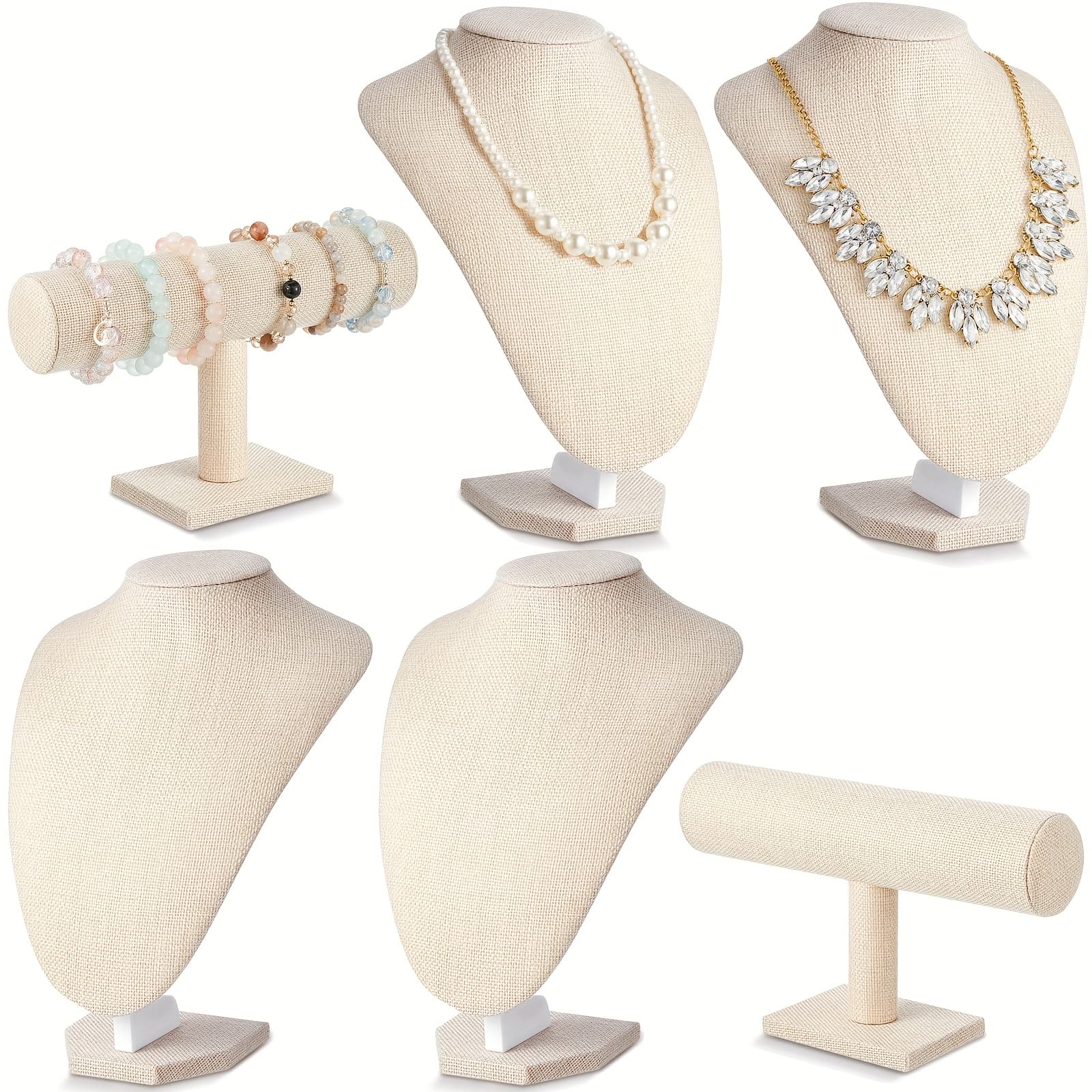 TEMU 6pcs Jewelry Display Set Necklace Display Stand T Bar Bracelet Holder Jewelry Bust For Home Store Trade Show(),