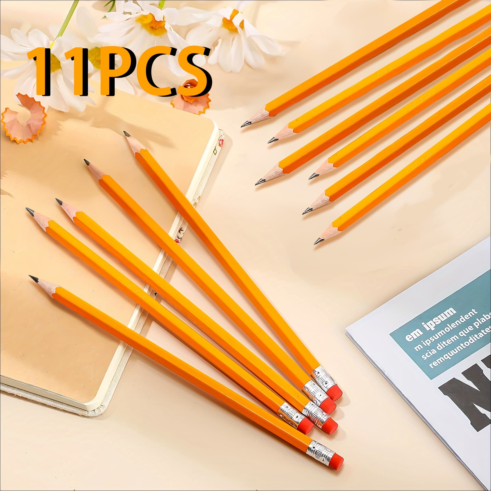 TEMU 11pcs Pencils, Premium Artistic Pencils Set - Hb Graphite Core For Smooth Writing, Drawing, And Painting - Essentials For Students, Artists, And Back To School Supplies