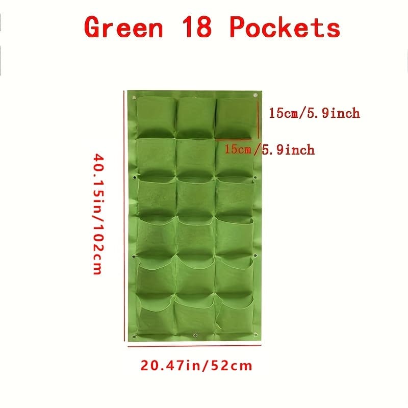 TEMU Versatile 18-pocket Vertical Garden Planter - Lightweight, Wall-mounted Grow Bag For Flowers & Vegetables, Indoor/outdoor Use, Plant Grow Bags, Leisure Style