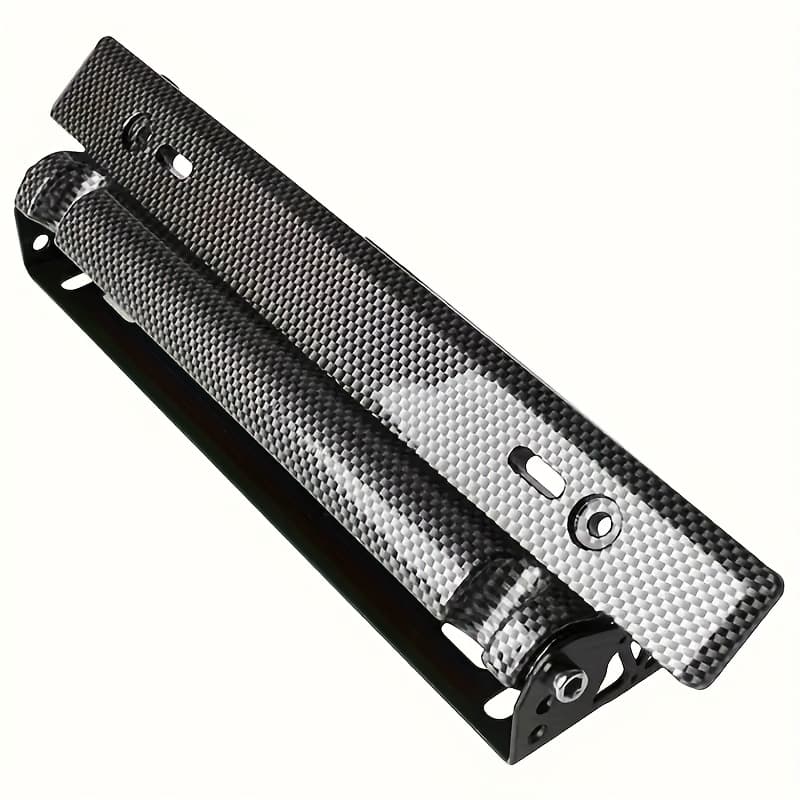 TEMU Adjustable Carbon Fiber Patterned License Plate Frame Bracket, Universal Us License Plate Installation Bracket, Water Transfer Printing , Plastic Vehicle Modification Additions