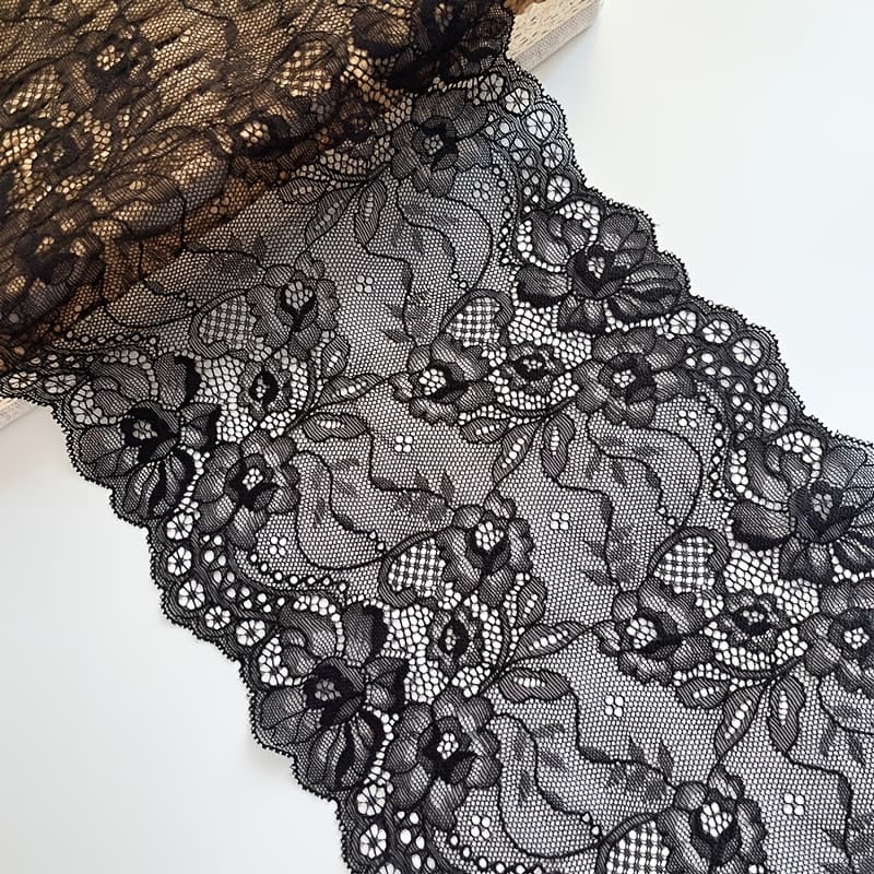 TEMU 1 Roll 22cm Wide Multicolor Elastic Lace Floral Pattern, Suitable For Lingerie Clothing Trims, Sewing, Handmade Crafts