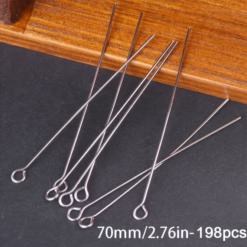 TEMU About 198pcs 20-70mm Silvery Stainless Steel 9-shaped Pins Suitable For Necklaces, Bracelets, Hair Additions, Earrings, Jewelry, Crafts, Material Additions, Making , , Cuttable
