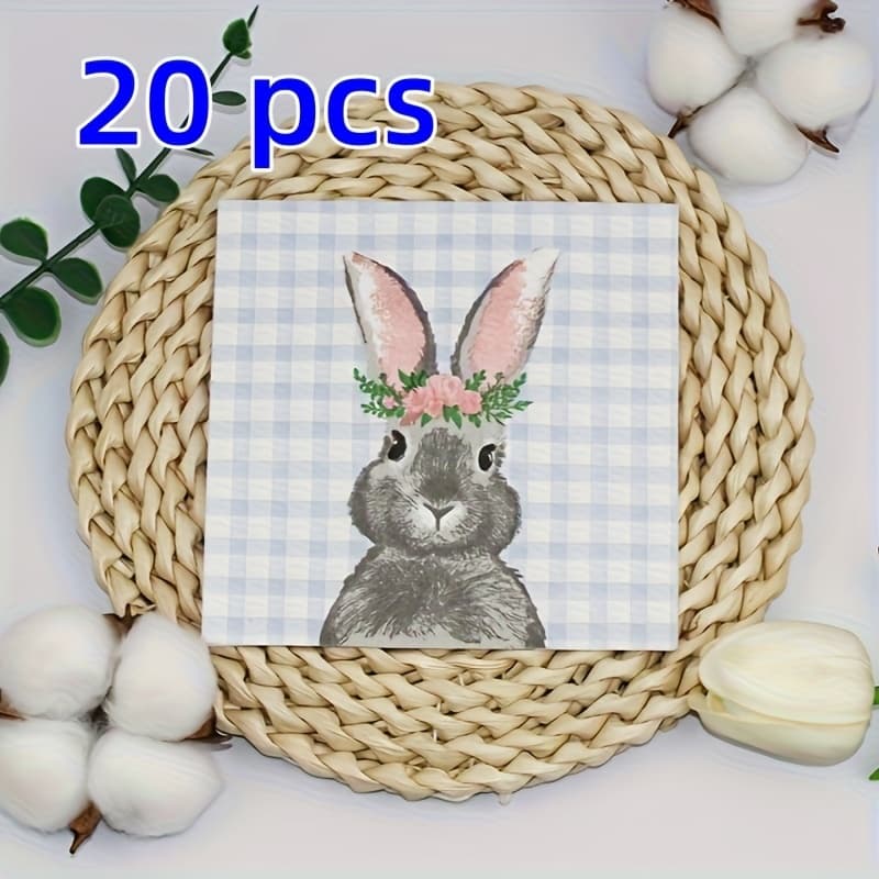 TEMU 20pcs Cute Bunny Paper Towels, 2-layer Decorative Napkins, Pattern - Perfect For Weddings, Birthdays, Easter, And All Celebrations