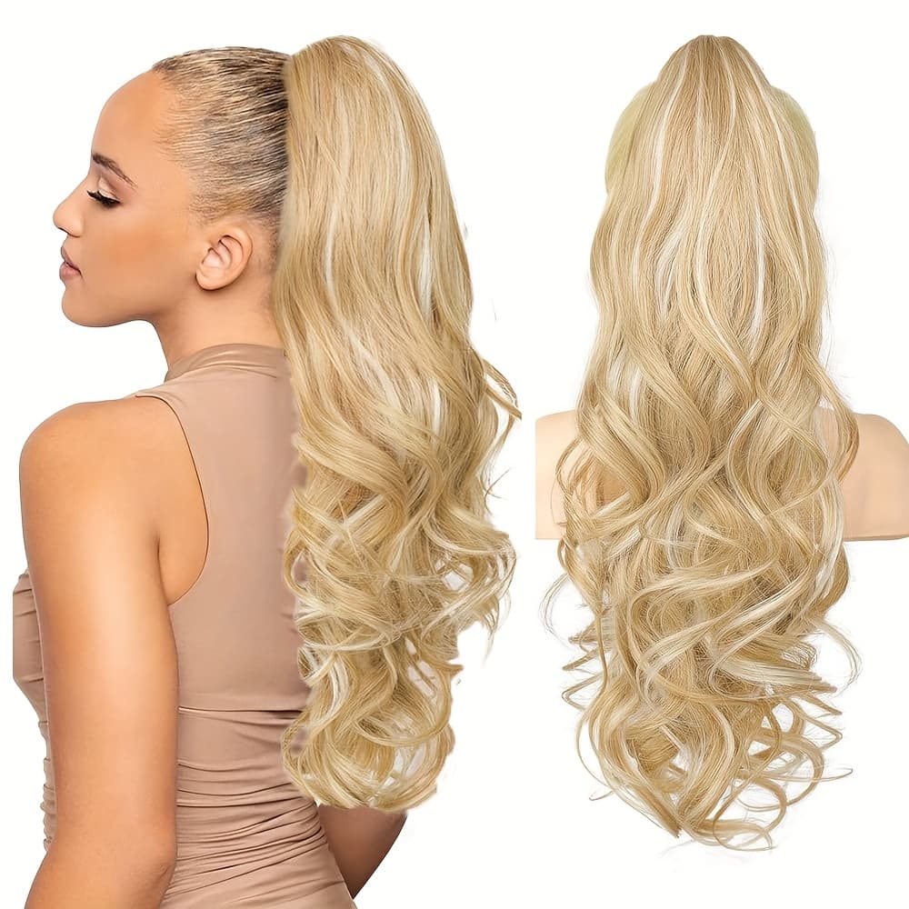 TEMU Elegant Curly Clip Ponytail Extension - Long Synthetic Hairpiece For Women, Scrunchie Style For Effortless Volume & Length, Ponytail Hair Extensions