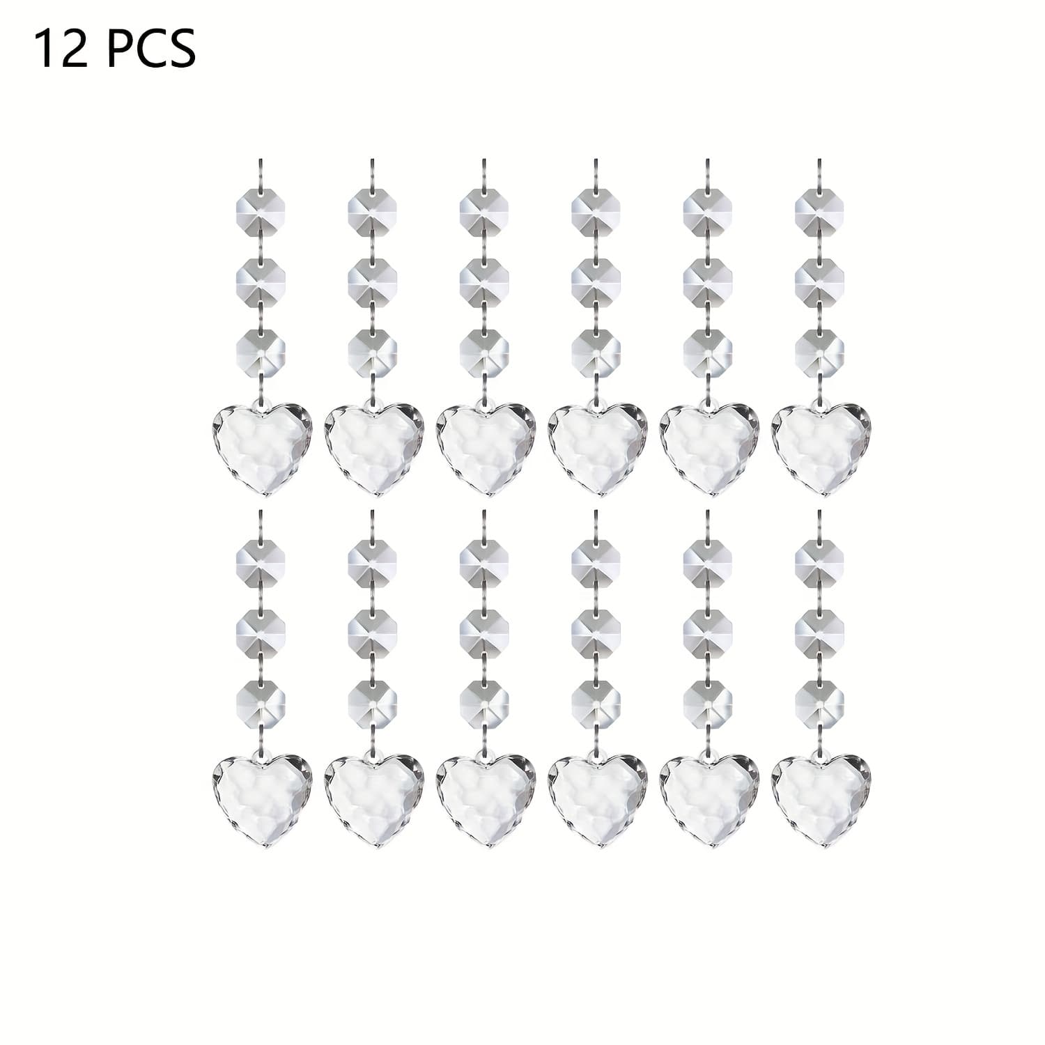 TEMU 12pcs Classic Acrylic Ornaments, Hanging Prism Drop Pendants For Valentine's Day Decor, No Electricity Needed Suncatcher Chandelier, Centerpieces, Clear Plastic