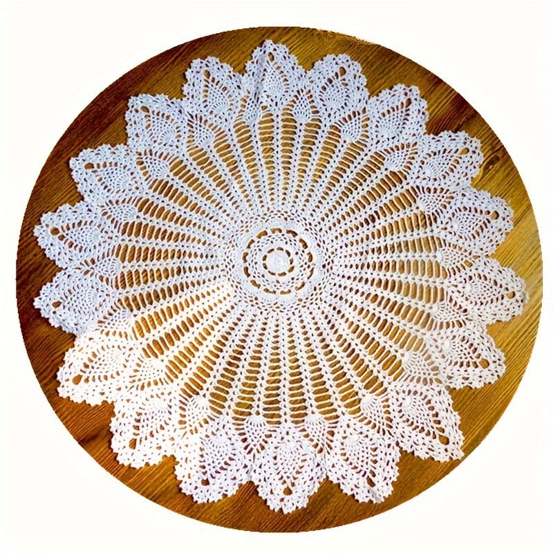 TEMU 90cm/35.5inch Handmade Crochet Lace Tablecloth Vintage Round Doilies, Wedding Decorations, Summer Decoration, Decor For Outside, Decor