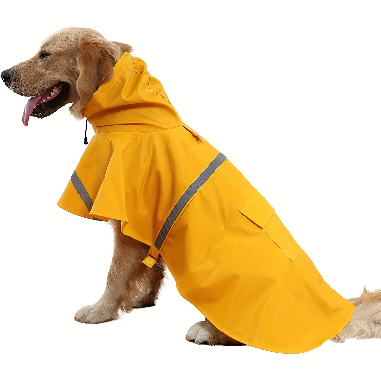 TEMU Reflective Dog Raincoat - Stylish Hooded Pet Cape For All Breeds, Comfortable & On