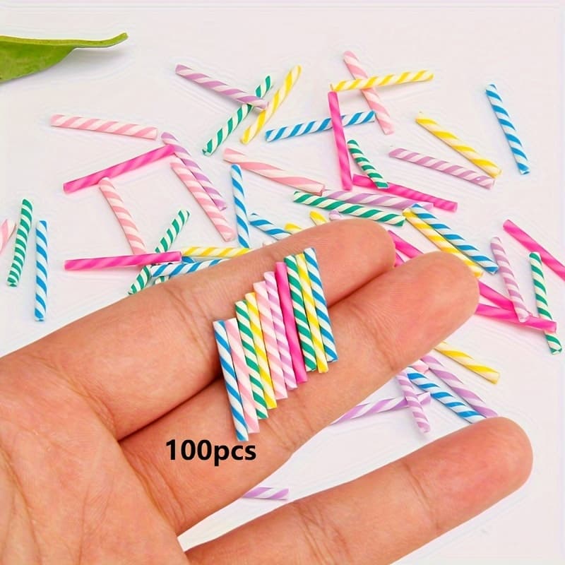 TEMU 100pcs Colored Spiral Stripe Pattern Sticks, Keychain Jewelry Making