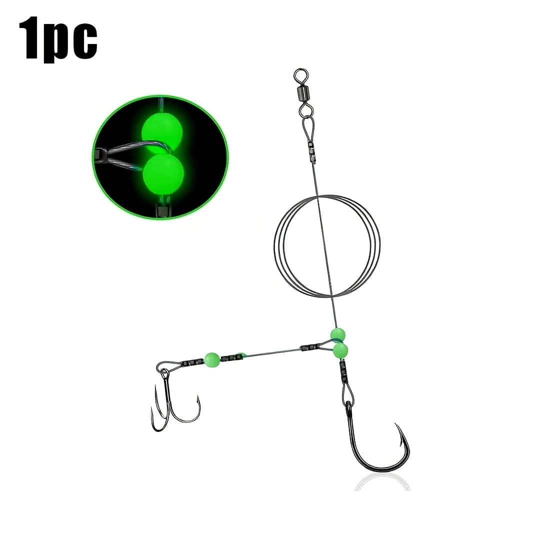 TEMU Sea Fishing Live Bait Rigs – With Treble And Single Hooks, Stainless Steel Anti-bite Wire With Luminous Beads, -, Perfect For Catfish, Pike, , And Saltwater Fishing, An Ideal Enthusiasts