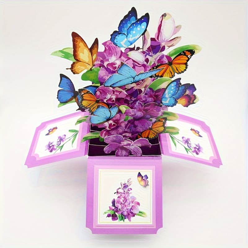 TEMU A Purple Phalaenopsis Orchid, Decorative Display With 3d Flower Box Card - Teacher's Day, Christmas, Birthday Parties & Gifting To Elders/ /anyone
