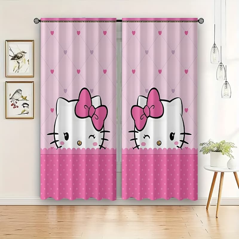 TEMU 2pcs Cute Cartoon Printed Blackout Curtains - Sun-blocking Curtains For Decorating Windows In Kitchens, Bedrooms, Offices, And Living Rooms, As Well As Door Curtains