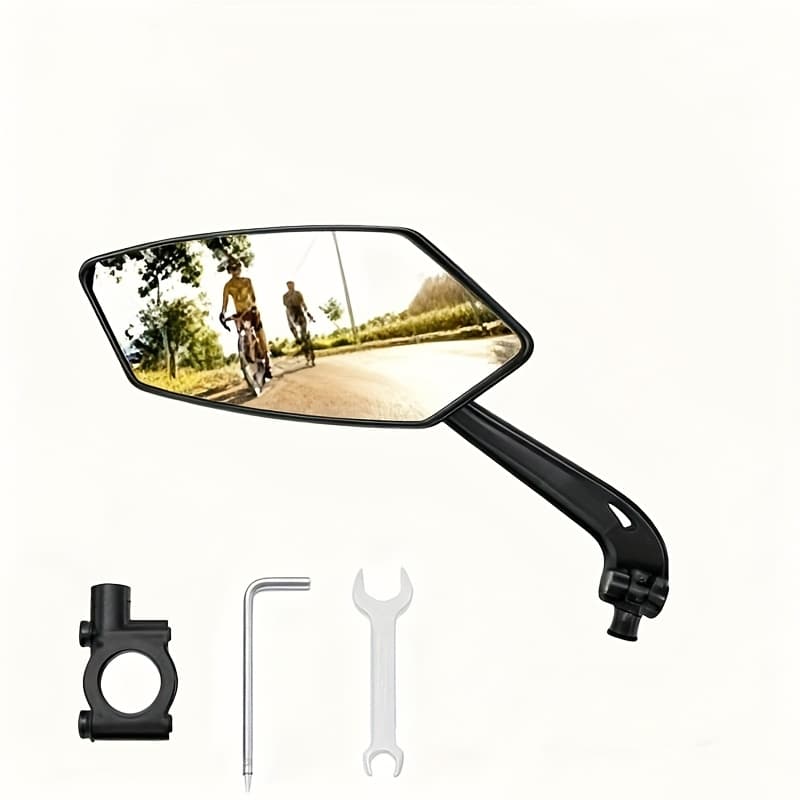 TEMU 1x 360° Rotating Bike Mirror - Rearview Mirror For Mountain/road/e-bikes, Wide-angle Safety Rear View -install, Scratch-resistant Foldable Design (black) - Compatible With Rear/roof/mast Mount