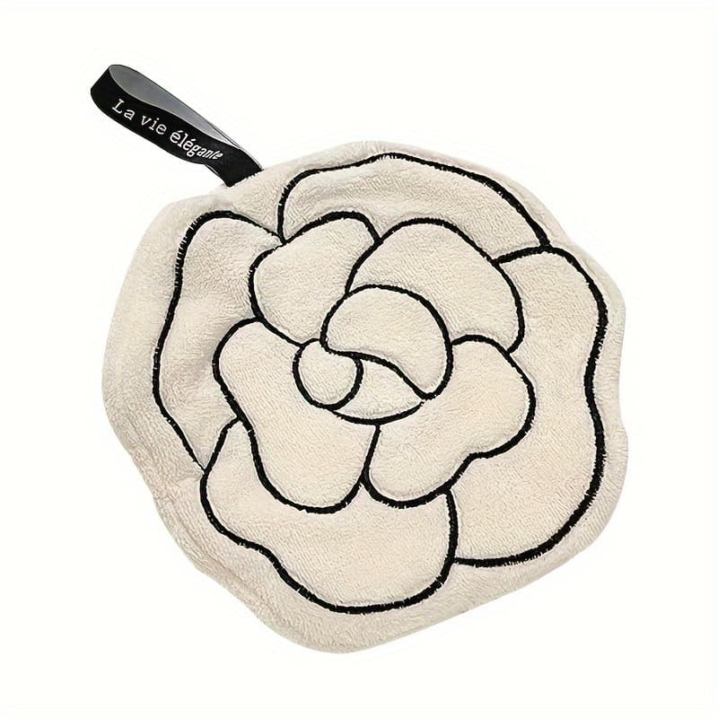 TEMU Kitchen Flower Fingertip Towel, Hanging Thickened Non-shedding Hand Towel, Bathroom Hand Towel, Absorbent Cleaning Cloth