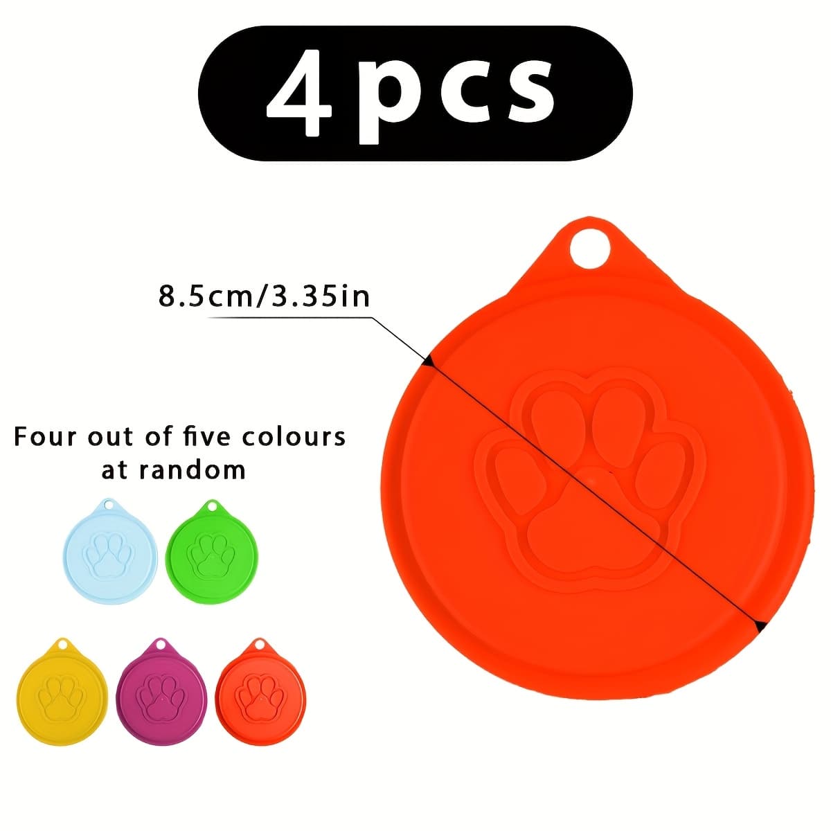 TEMU 4pcs Set Of Plastic Pet Food Lids, Universal Lids For Cat And Dog Puppy Food Cans, Standard-size Can Lids (4 Random Colors; See Main Image For Details)