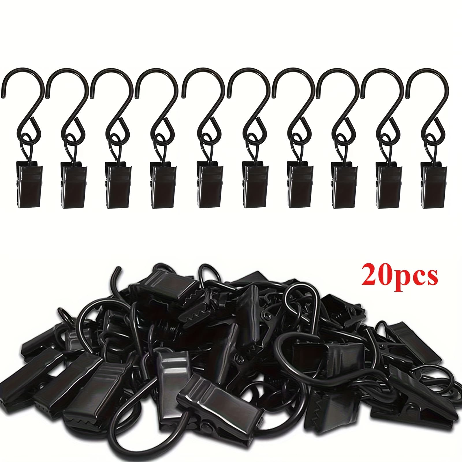 TEMU 20pcs Of Hooks For Curtains, Hangers For Draining Sinks And Camping Tents, Art And Craft Displays, Garden And Yard Decorations