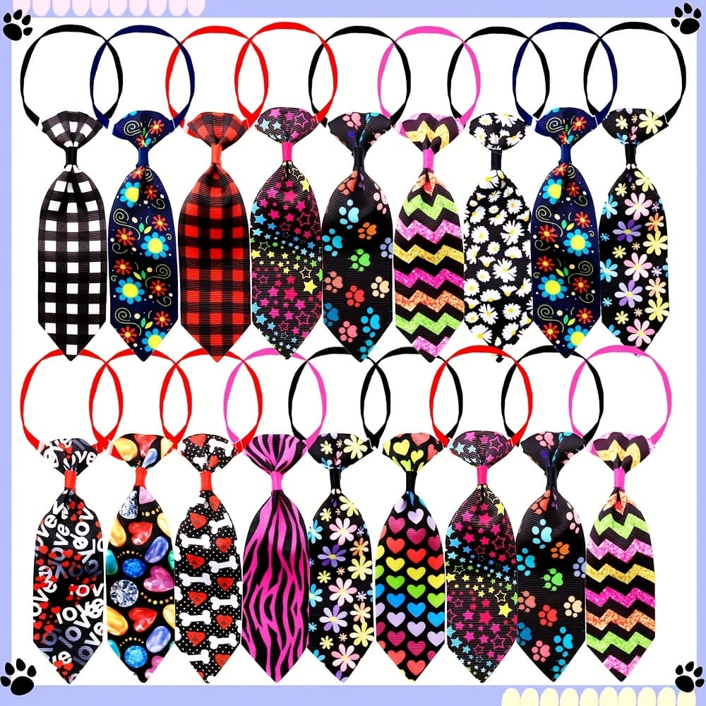 TEMU 10pcs Flower Dog Neckties, Adjustable Neck Ties And Bows For Medium Large Pets Festival Formal Bulk Pet Bowties Collar Grooming Accessories Holiday Birthday Wedding Costumes