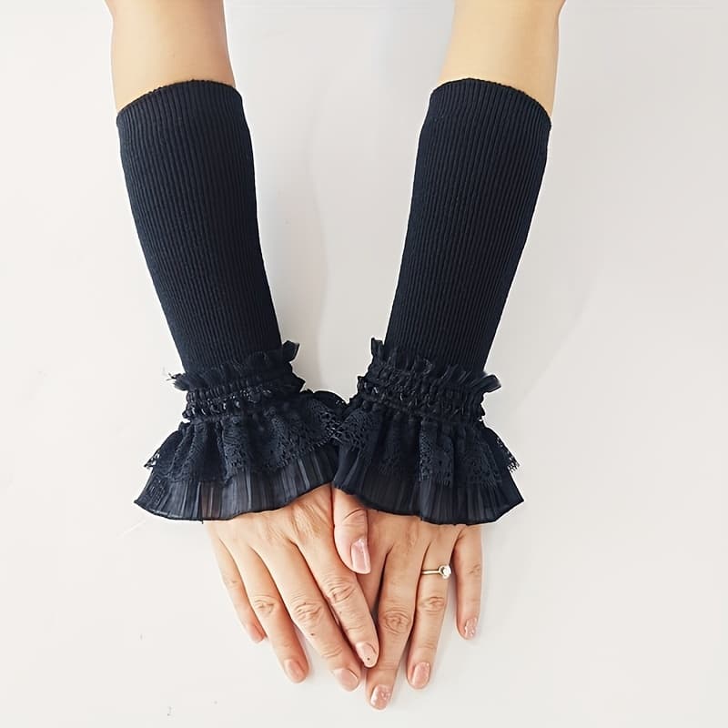 TEMU 1 Pair, Silky Fiber Fabric Long Arm Sleeves, Thin Bridal Wrist Guards For Women, For Driving, Cover-up, Fake Sleeves