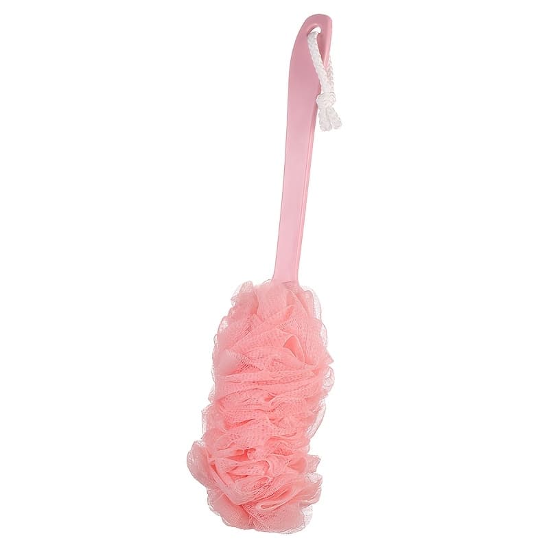TEMU 1pc Back Scrubber, Long Handle Bath Brush, Soft Mesh Sponge For Body Back Cleaning, Unisex Bathroom Shower Accessories For Daily Deep Cleaning, Suitable For Home Bathroom Use