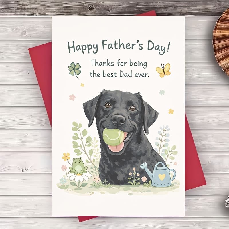 TEMU 1 Envelope And 1 Greeting Cardfathers Day Dog Greeting Card Cute With Tennis Ball For Dad From Lovers Garden Theme Blank Inside Greeting Card