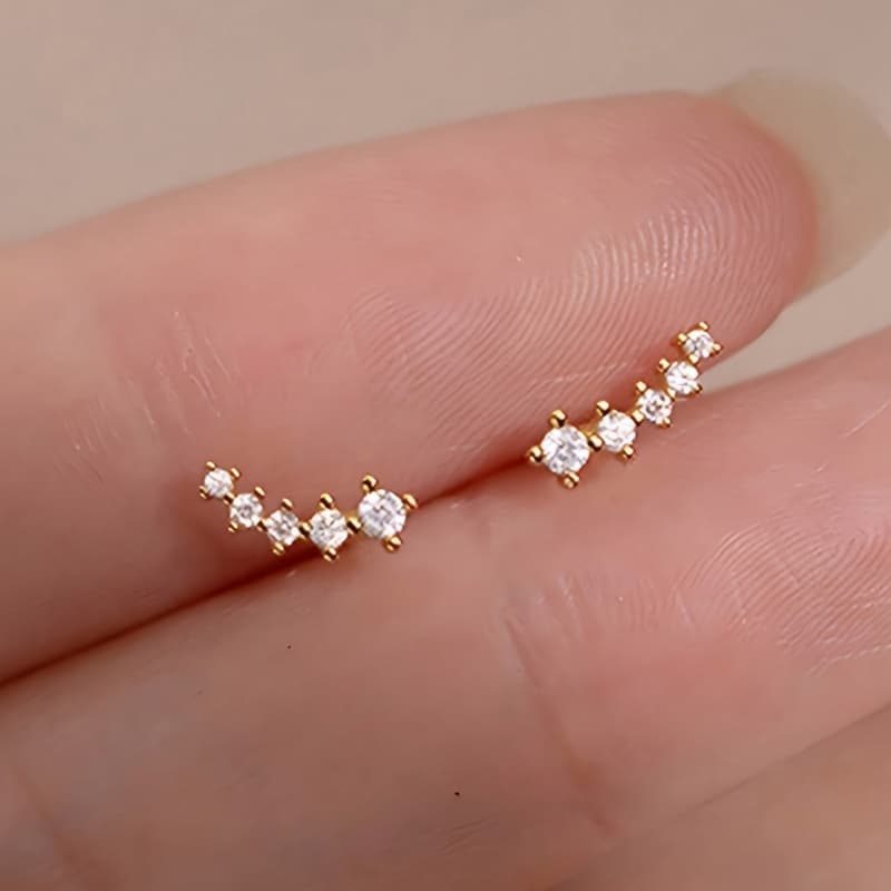 TEMU Curved Earrings, Japanese And Korean Fashionable Earrings, Exquisite Temperament, Mini Earrings
