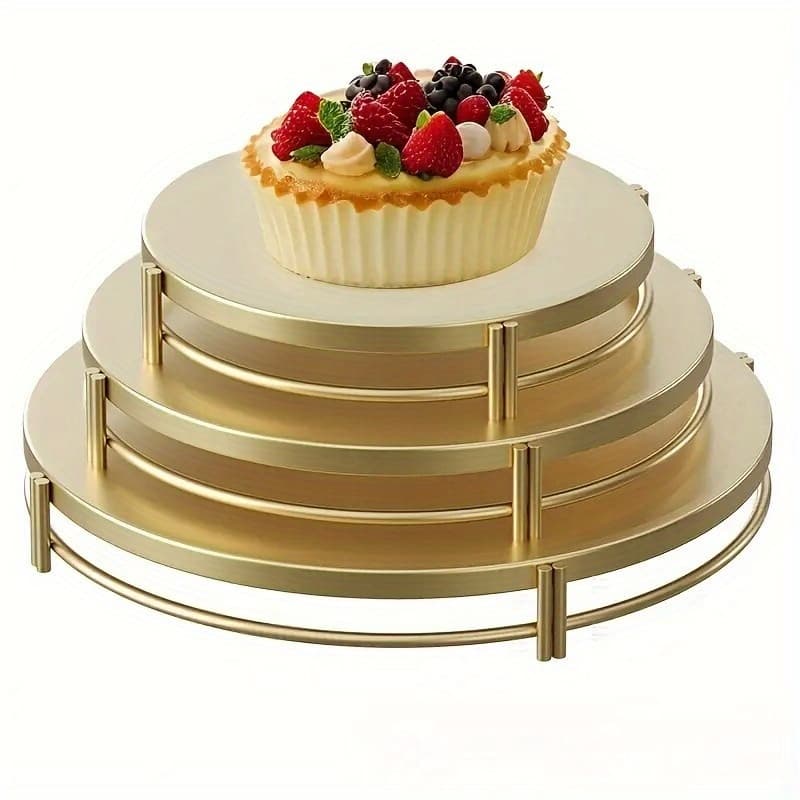 TEMU 3pcs Stands, 8/10/12 Inch Metal Cupcake Display Stands Dessert Trays, 3 Sizes Of Round Cake Base Holder, Table Decoration Serving Plates For Wedding, Birthday, Party, Celebration, Baby Shower