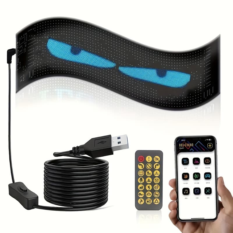 TEMU Father's Day Gift - Programmable Led Flexible Screen, 5v Plug-in, Remote Control & App Control, Text/images/, Digital Display With Clock, Decoration For Shops And Stores