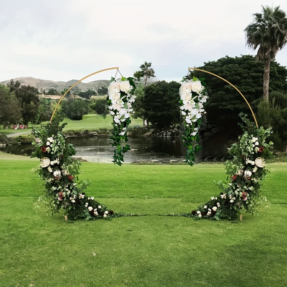 TEMU 2pcs Golden Metal Wedding Arch Backdrop Stand Balloon Arched Frame Backdrop Stand For Parties, Wedding Birthday Graduation Holiday Ceremony Supplies Decor Outdoor Indoor Garden Arches Frame