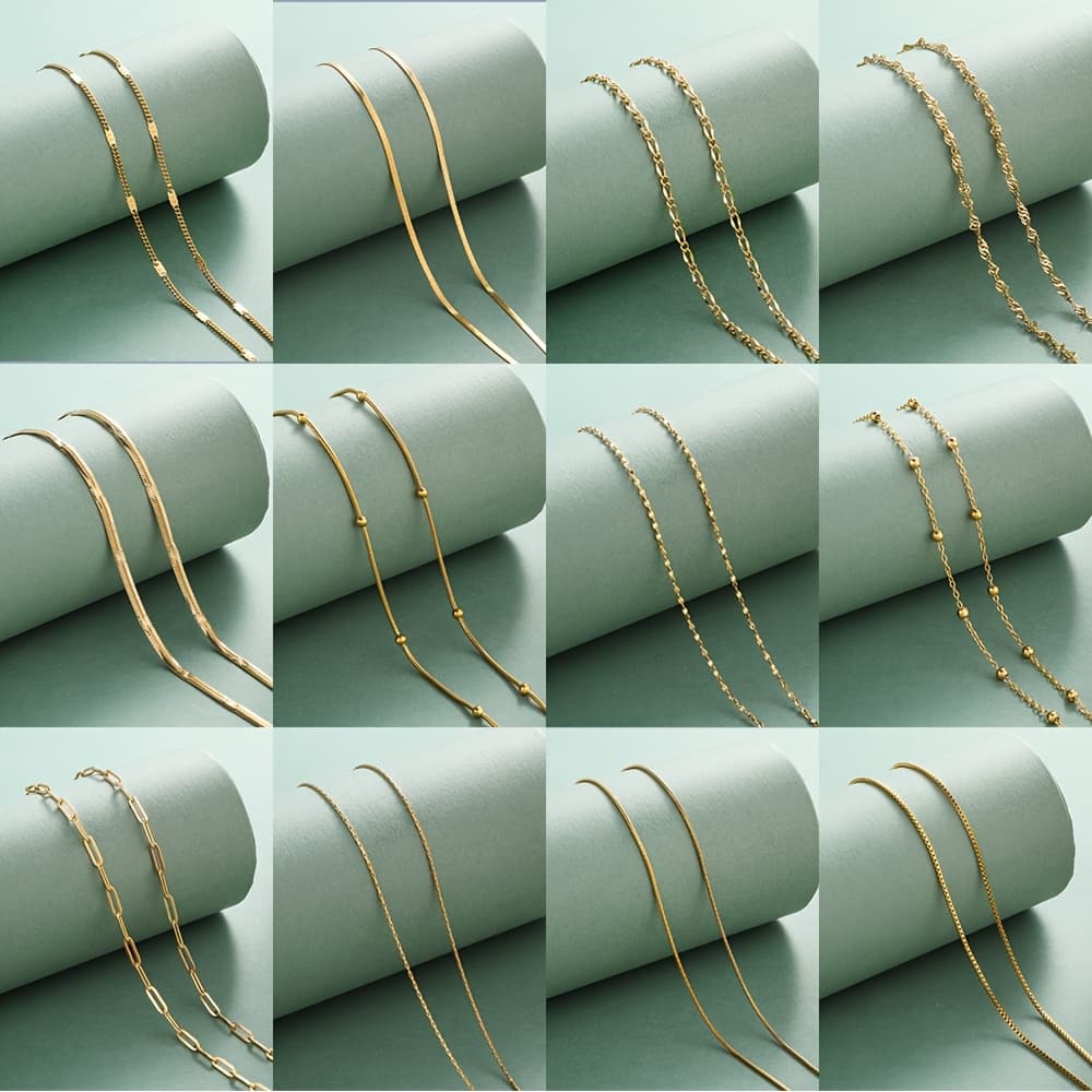 TEMU 12pcs Exquisite 18k Gold-plated 925 Sterling Silver Minimalist-style Collarbone Chain For Women