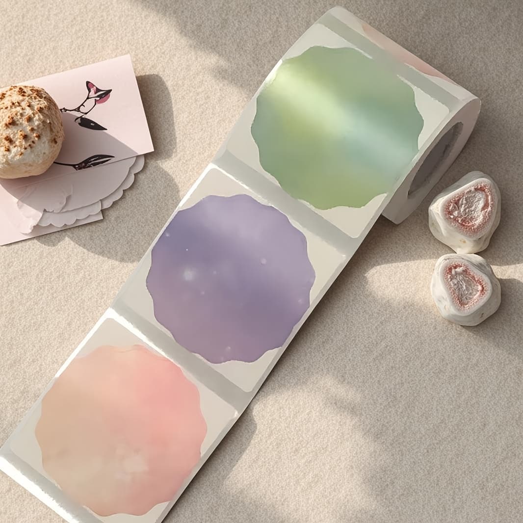 TEMU 1 Roll, Self-adhesive Round Labels, Compatible Colorful Wave Circle Labels For M110/m110s/m120/m120//m220/m221, Business, Kitchen, Office, Study