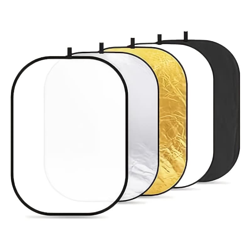 TEMU Photography Reflector Kit - Translucent, Silvery, Golden, White, Black Round Reflectors For Studio Lighting And Photoshoots