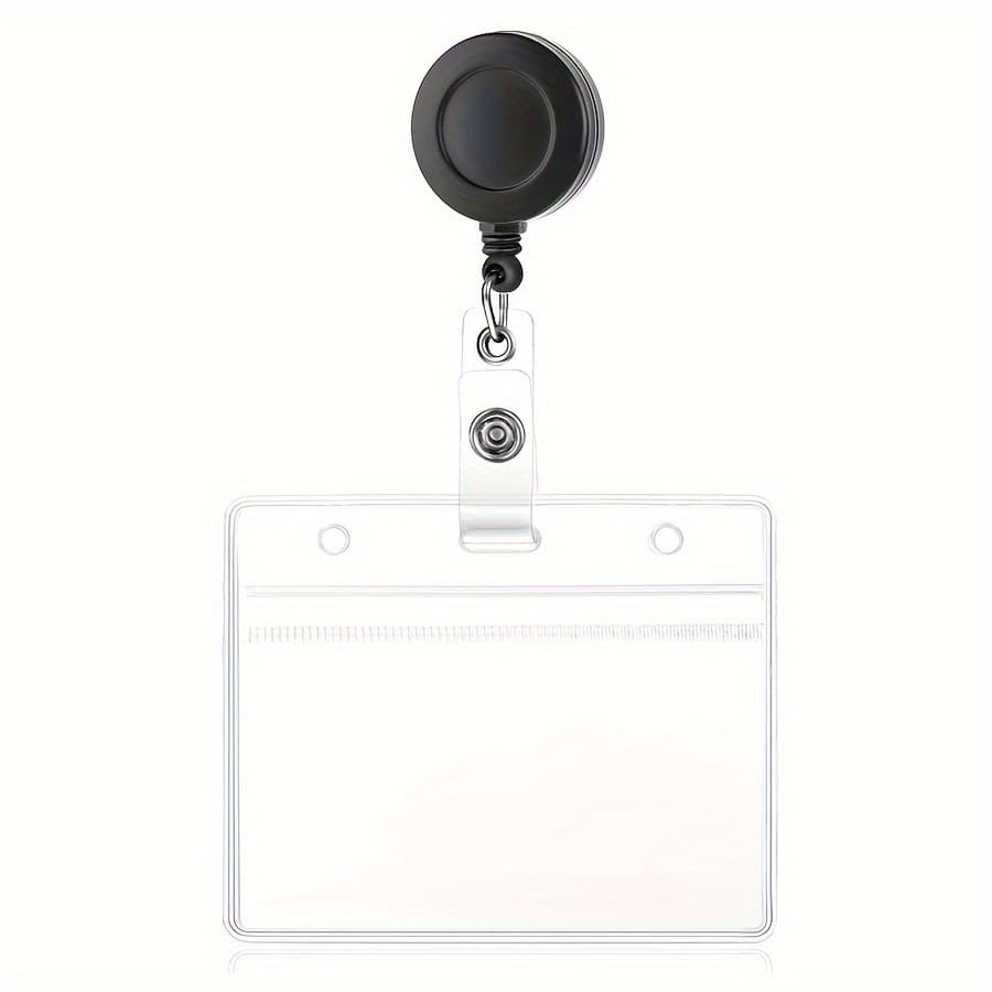 TEMU Retractable Badge Reel With Soft Plastic Holder - & Credit Card Protector For Nurses, Doctors, Teachers -