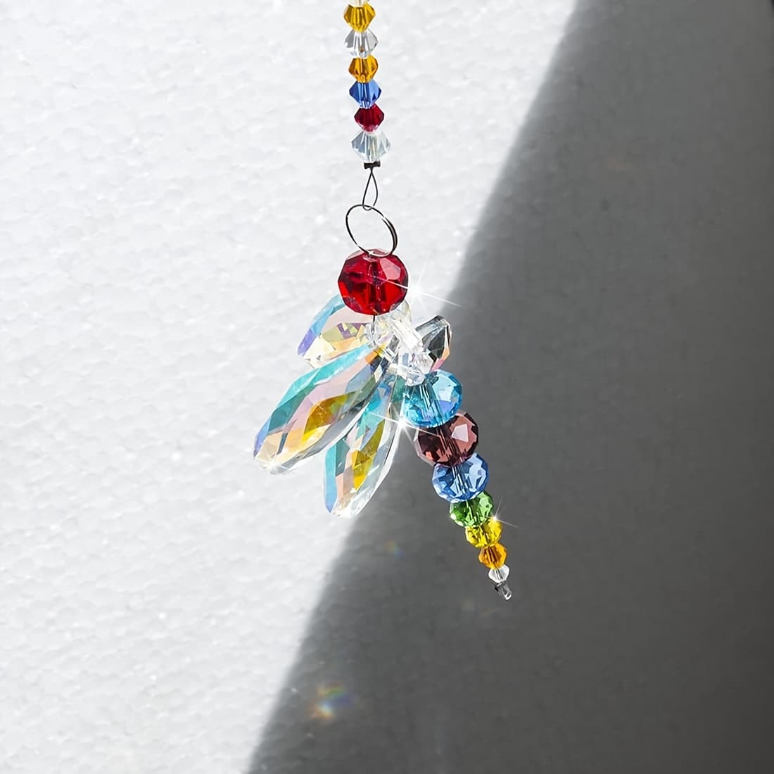 TEMU 1pc Dragonfly Crystal Pendant Sun Catcher Solar Garden Home Car Pendant