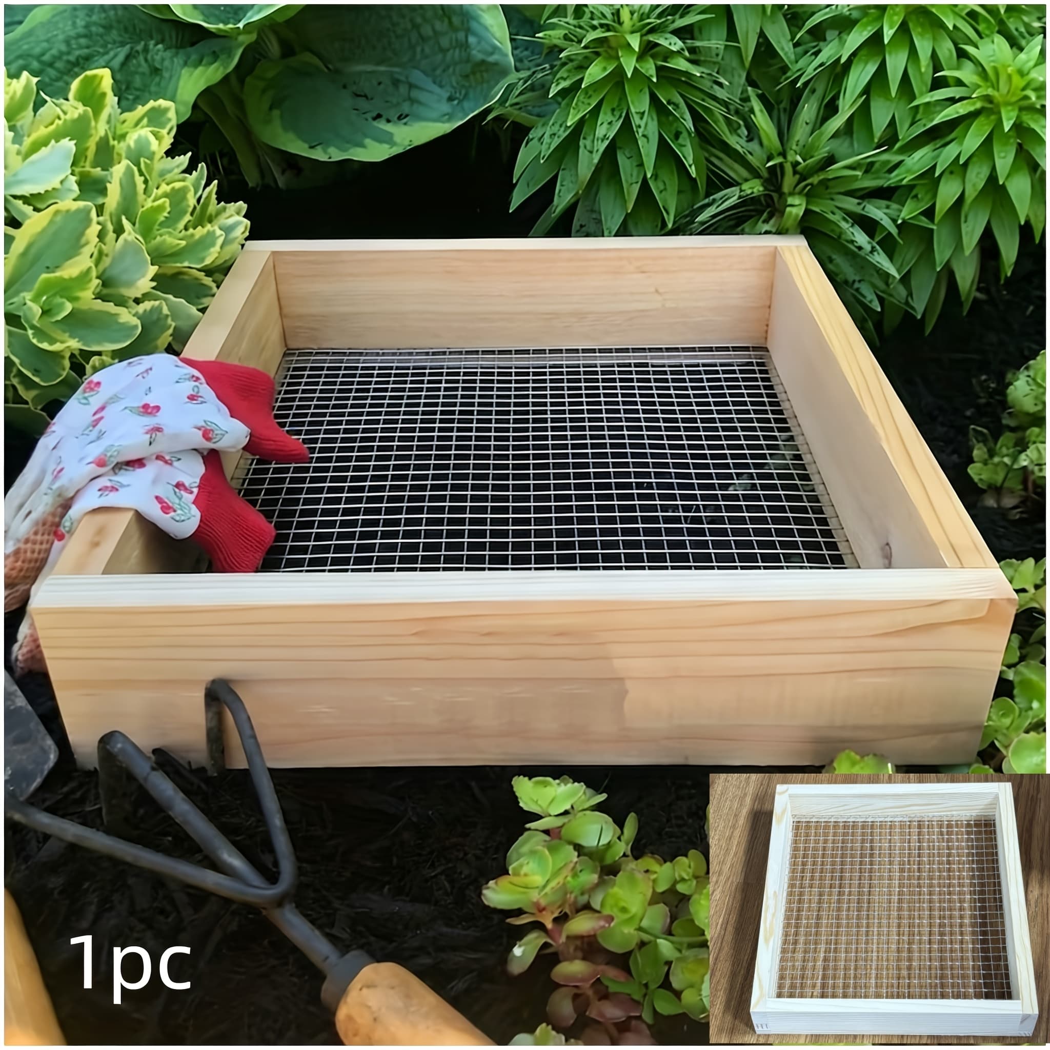 TEMU 1pc, Wooden Sieve For Compost, Soil And Potting Soil Garden Sieve