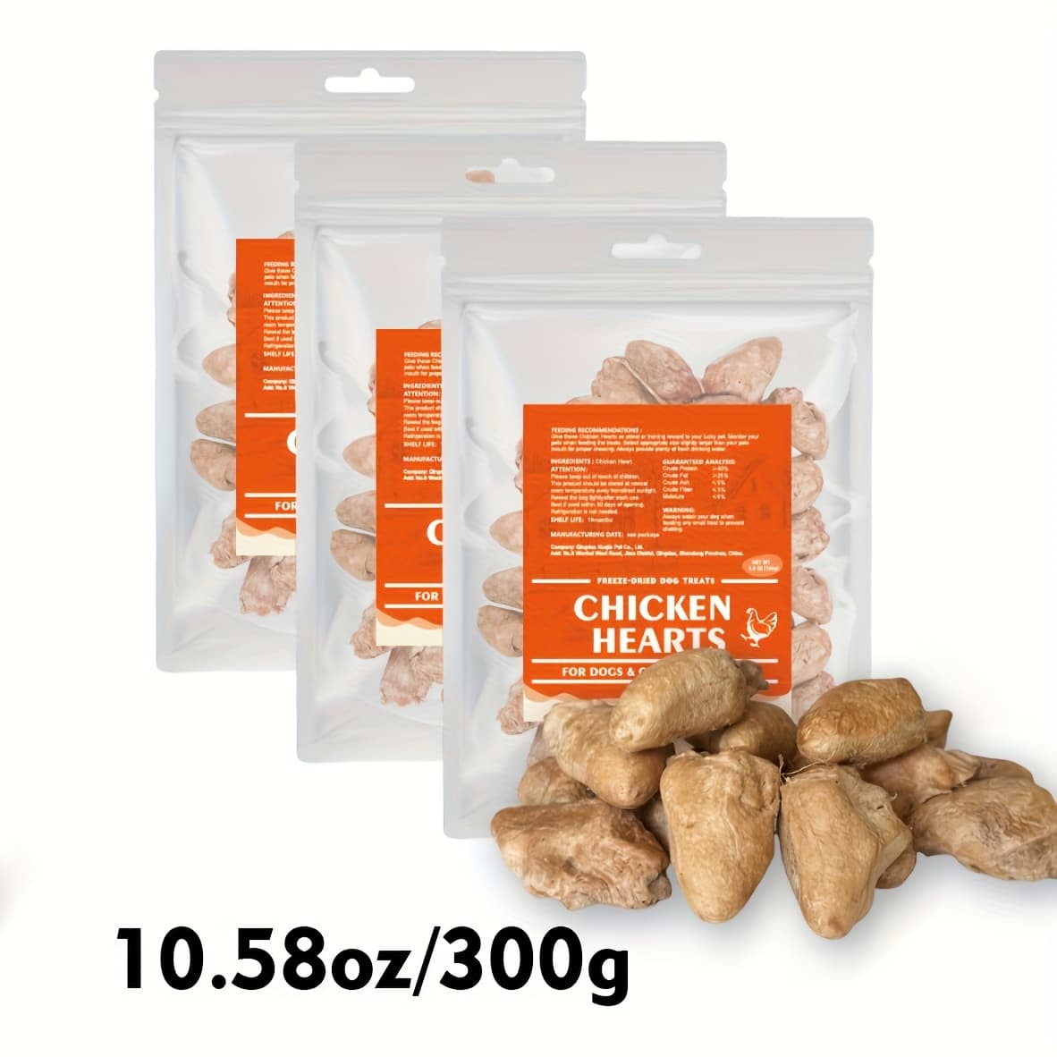 TEMU Freeze Dried Chicken Hearts For Treats, Single - Perfect For Training, Topper Or Snack (chicken Hearts), High In Protein, Grain-free, Gluten-free