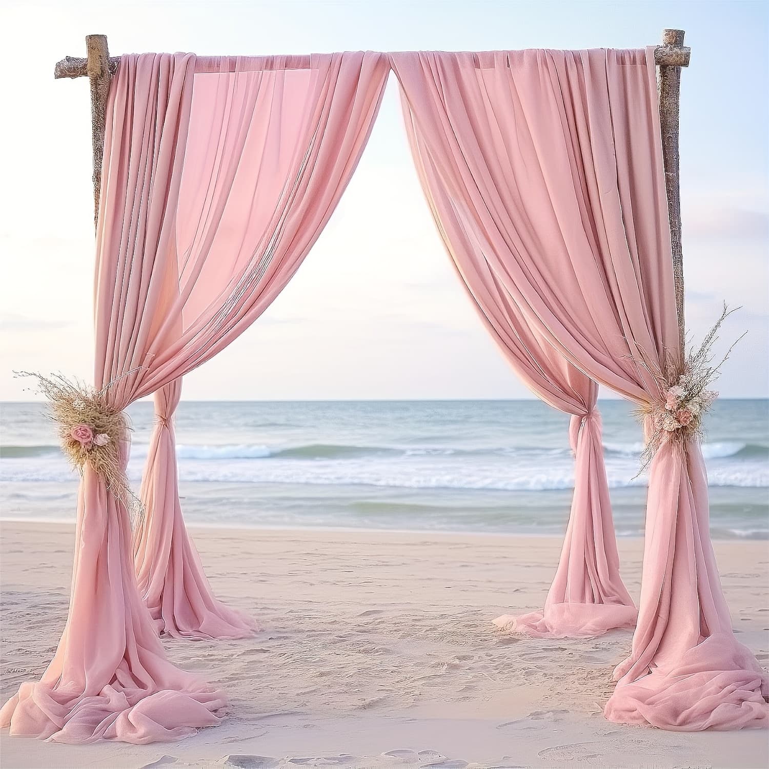 TEMU A Wedding Arch Draped With Sheer Fabric, Measuring 18. Rose Color, Perfect For Wedding Decorations, Reception Decor, Birthday Party Supplies, And Wall Hangings For Ceremonies And Parties