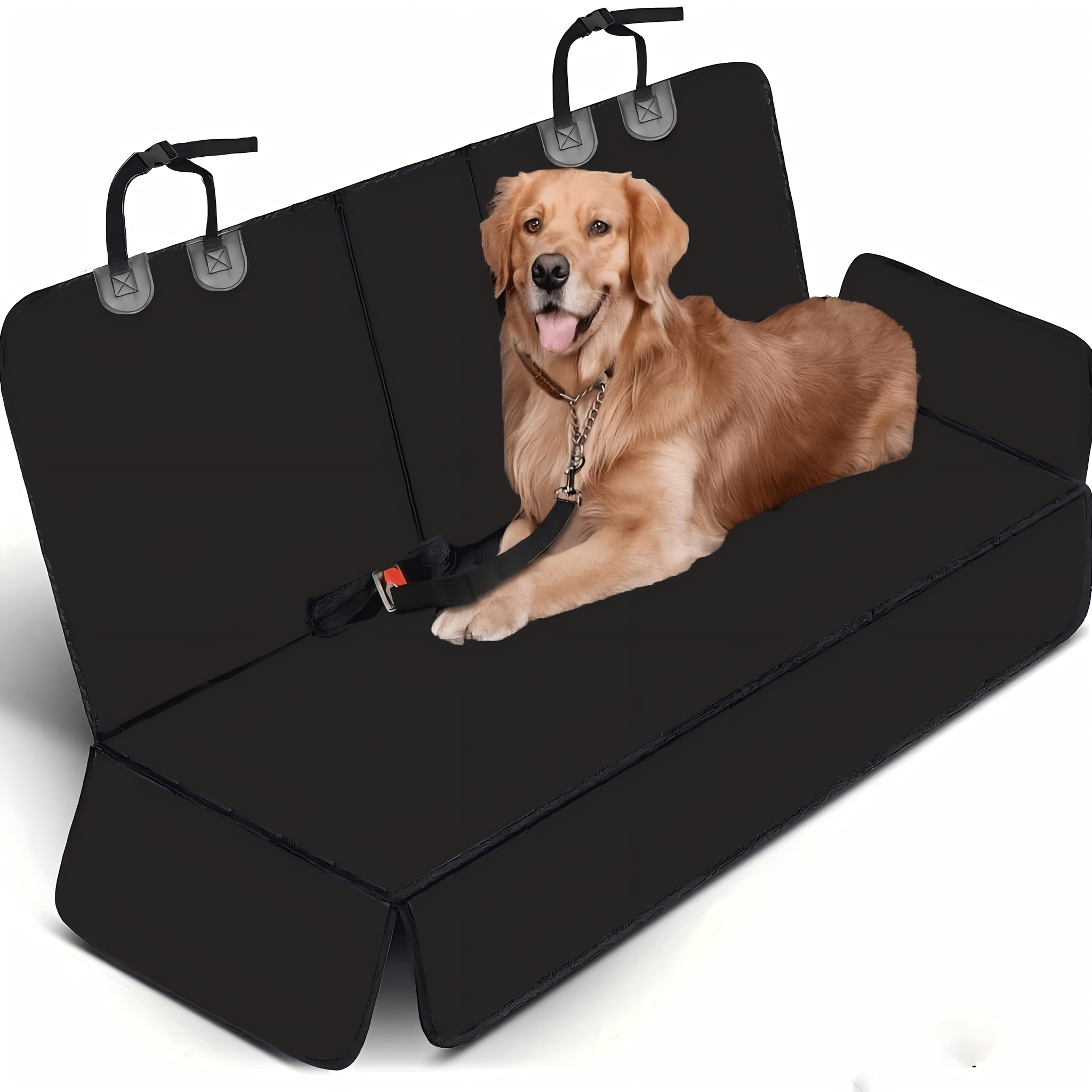 TEMU Dog Car Seat Cover, Rear Seat Cover For Dogs, Pet Car Seat Protector, Desktop Car Seat Cover, Non-slip Seat Cover Suitable For Most Cars, Trucks, Suvs Center Armrest - Black
