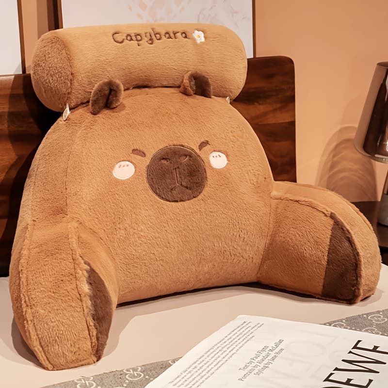 TEMU Capybara-themed Plush Pillow Chair Backrest, Made Of 100% Washable Polyester With A Zipper Closure, Versatile Cushion Suitable For Home Decoration, Adorable Pillows.