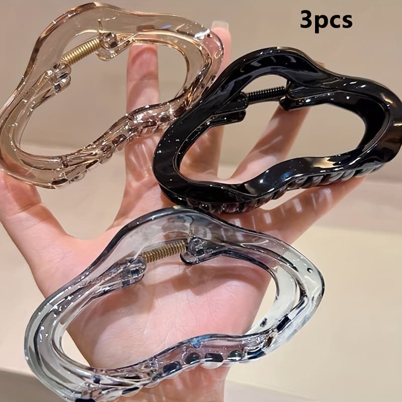 TEMU 3pcs High-end Cloud Hair Claw Temperament Back-of-the-head Ponytail Shark Clip Suitable For Daily Use