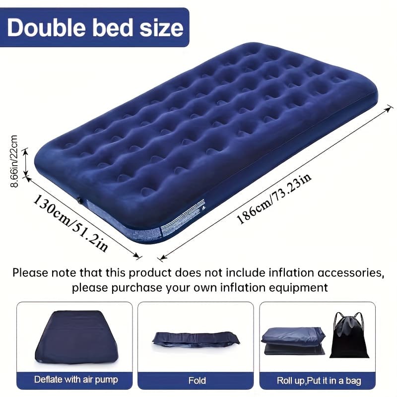 TEMU 1pc, Portable Air Mattress, Indoor And Outdoor Air Mattress, Thickened Collapsible Air Mattress, Suitable For Outdoor Hiking, Camping, Beach, Rv Mattress - Air Pump Not Included
