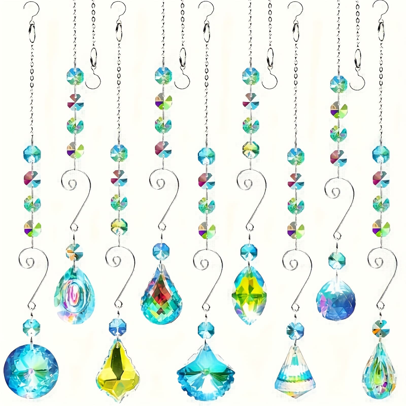 TEMU 9pcs Sun Catchers Indoor Window Suncatcher Crystal Beads Rainbow Prism Ball Pendant Color Hanging Decorations Window Pendant Office Home Garden Decoration