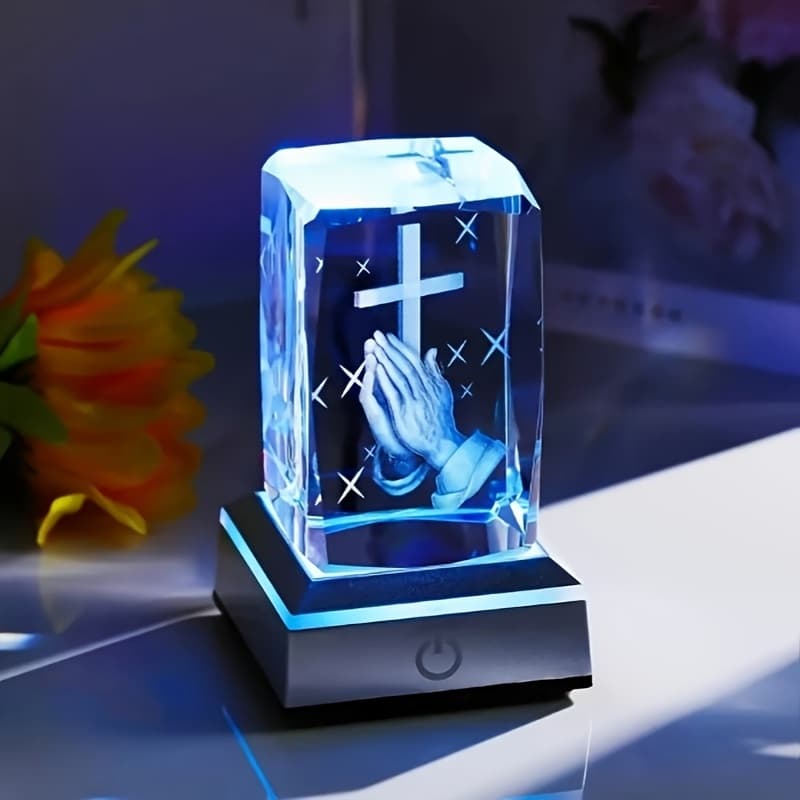 TEMU D Carved Crystal Led Night Light, With Multiple Color , Decorative Light, Faith And Love, Suitable As The Best Holiday Gift For Elders, Lovers, .