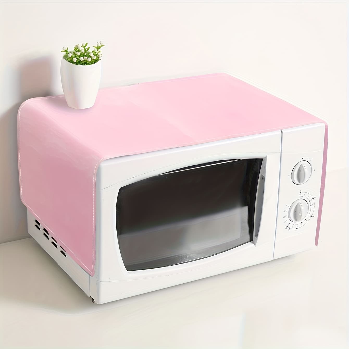 TEMU 1pc Microwave Oven Dust Cover Plain Solid Color Simple Dust Cover Dust Cover For Decoration